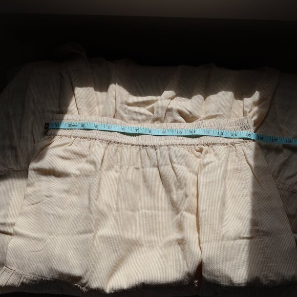 Able Harper Tiered Maxi Skirt Tan/White Pinstripe Womens L Boho Festival - Picture 7 of 7